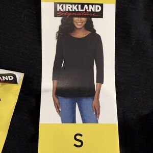 Kirkland Signs 3/4 Sleeve Boatneck Tee NWT Small Black 100% Cotton